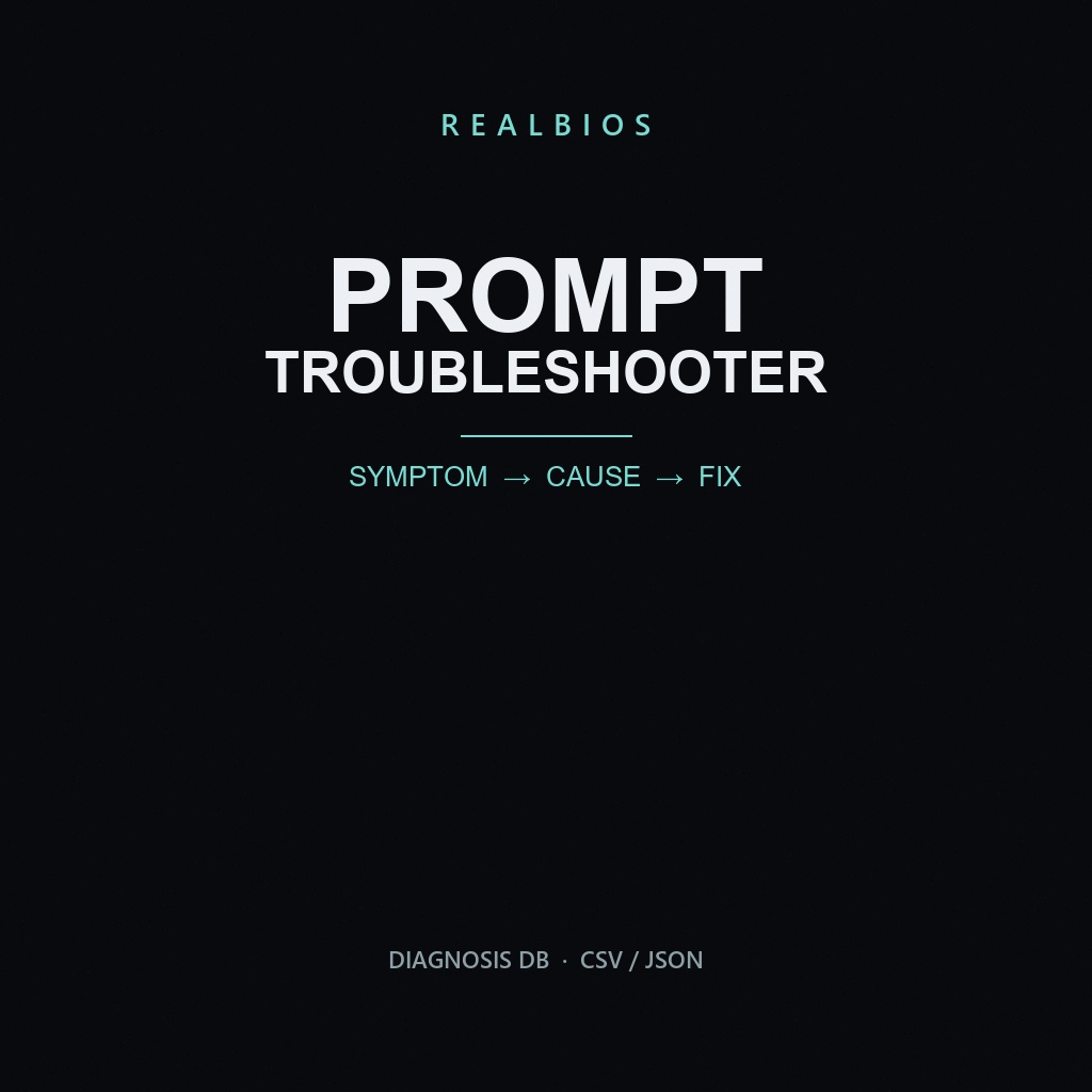 Prompt Troubleshooter 100｜症状から切り分ける診断DB（CSV/JSON）