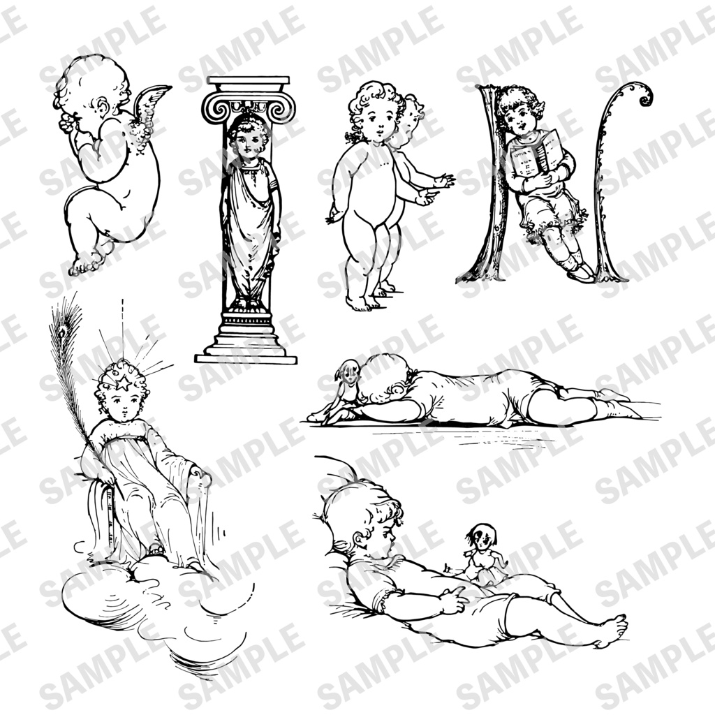 古書イラスト素材セット―Figure drawing for children―