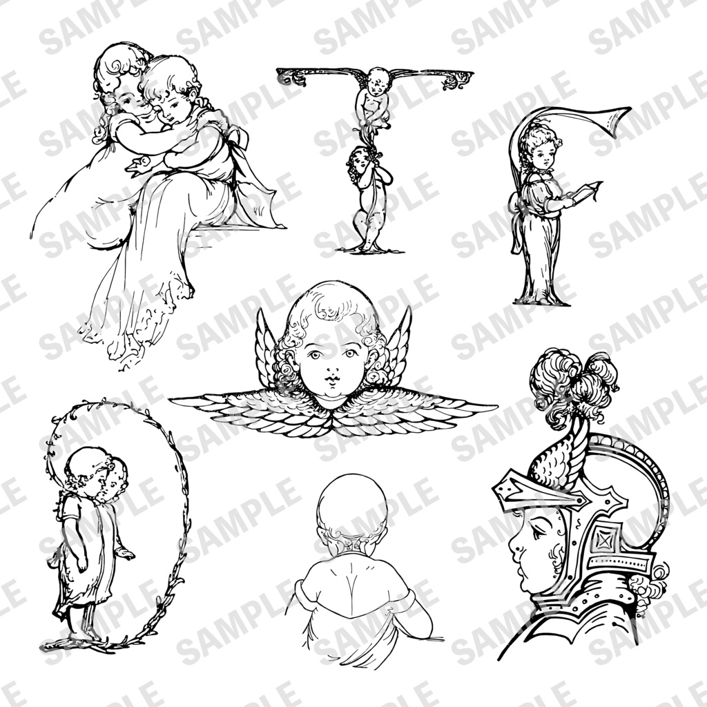 古書イラスト素材セット―Figure drawing for children―