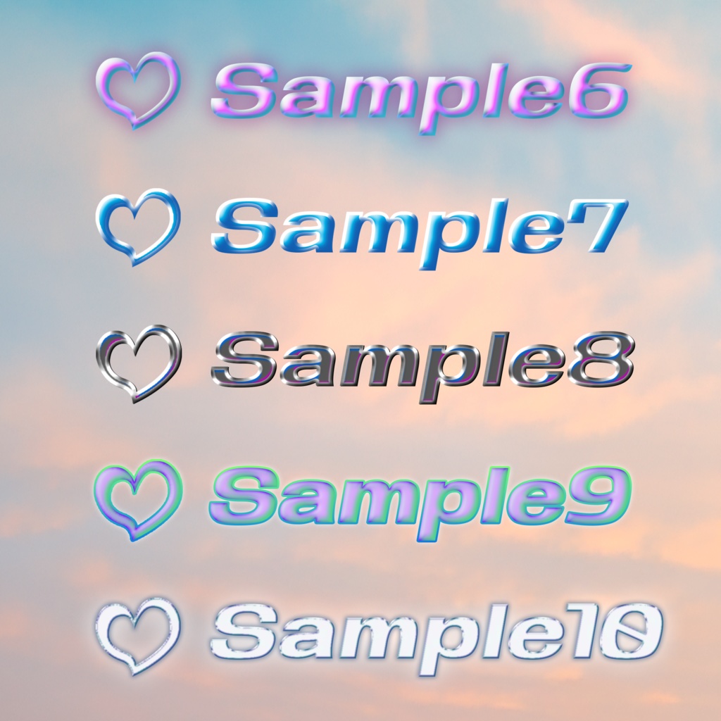 【商用OK!】Photoshop用♡Y2K風のメタリックでエモいレイヤースタイル15点セット