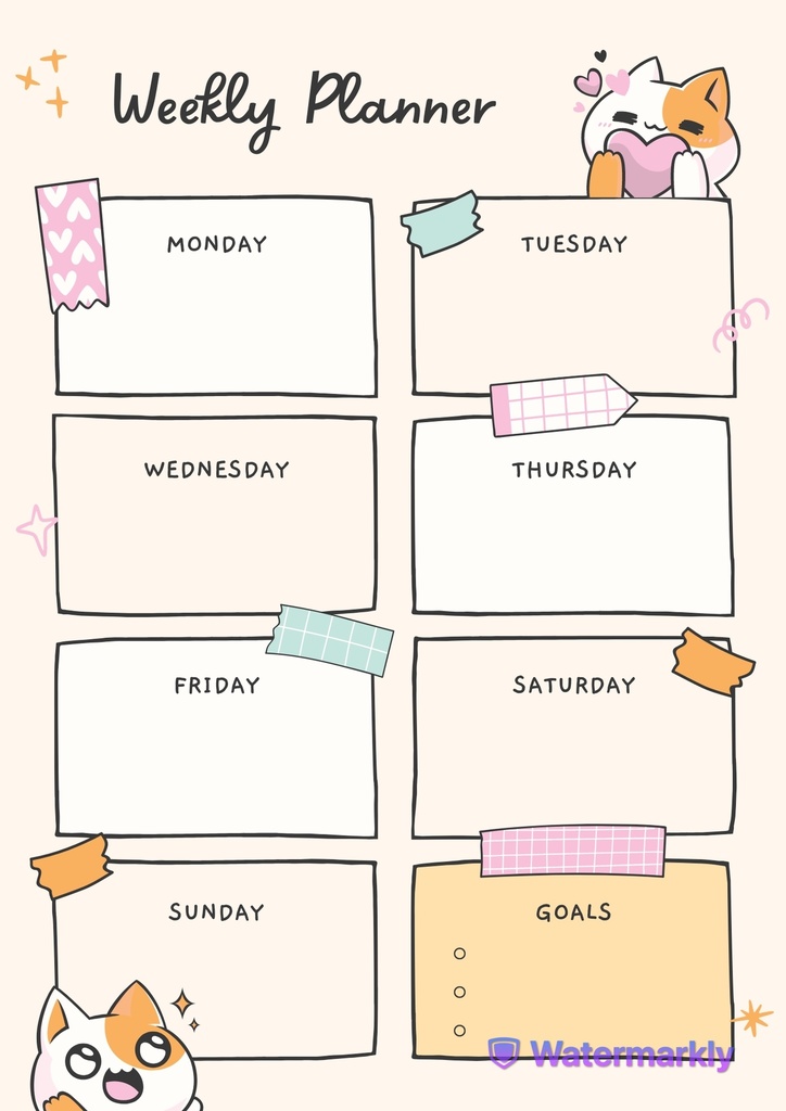 Cute Weekly planner