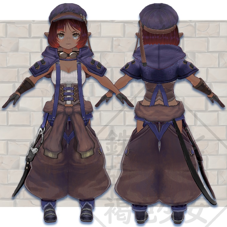 【VRoid】p01_鉄骨と砂の街の褐色少女