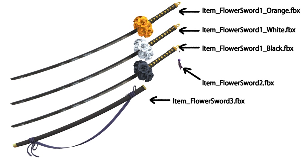 【3D武器モデル】黒刀花嵐