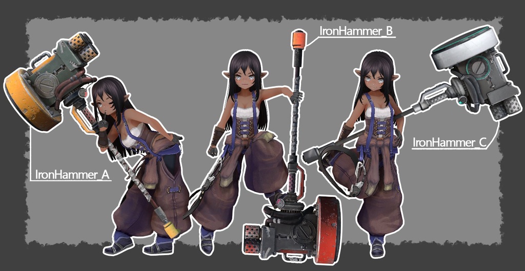 【3D武器モデル】燃焼槌ナイトロ