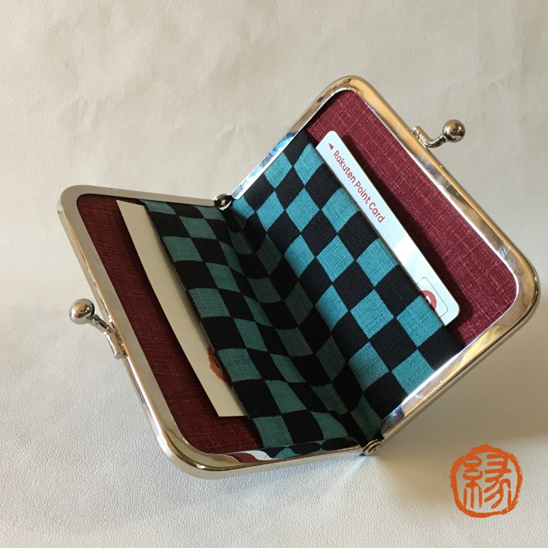 鬼滅の刃 がま口 緑x黒市松 弐の型 カードケース