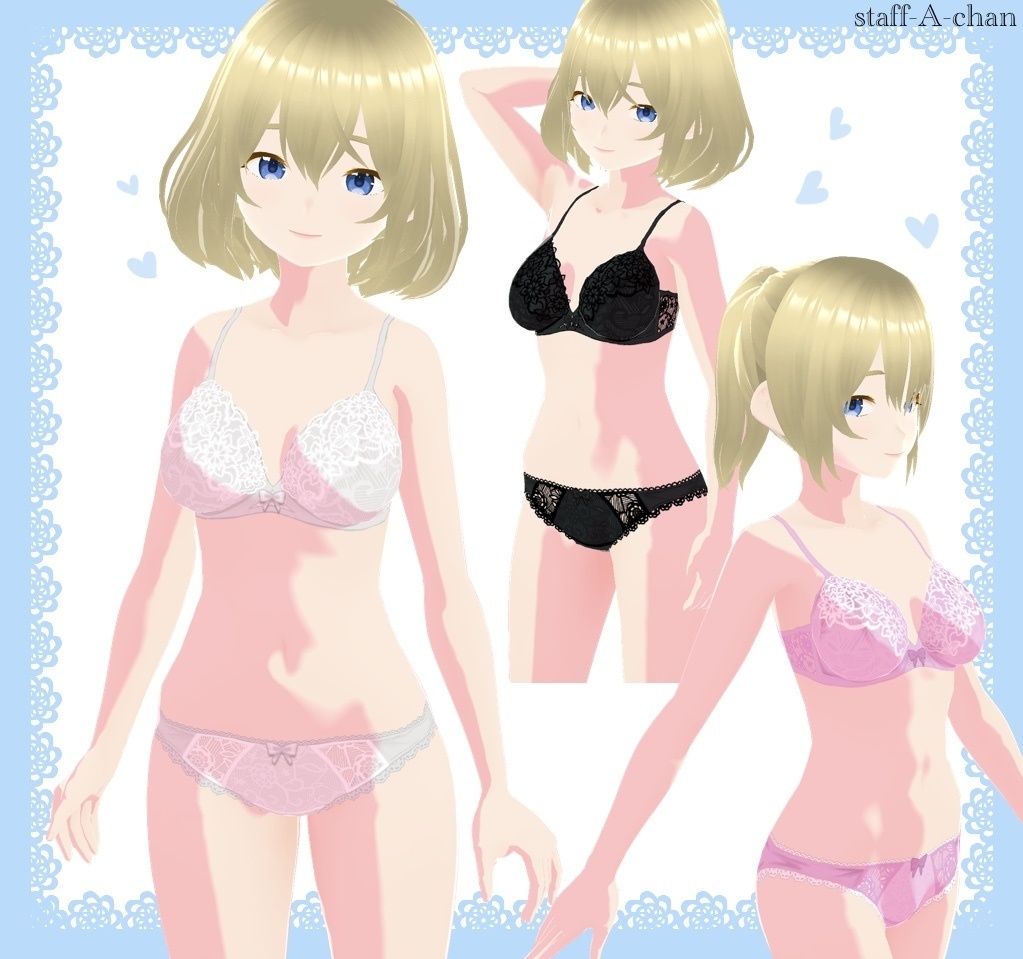 【#VRoid】無料版あり レースの下着