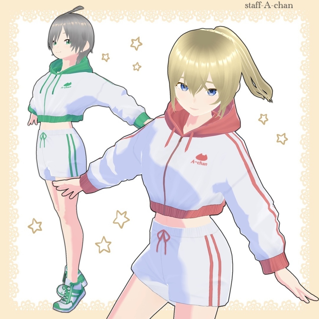 【#VRoid】ショート丈ジャージとシューズのセット