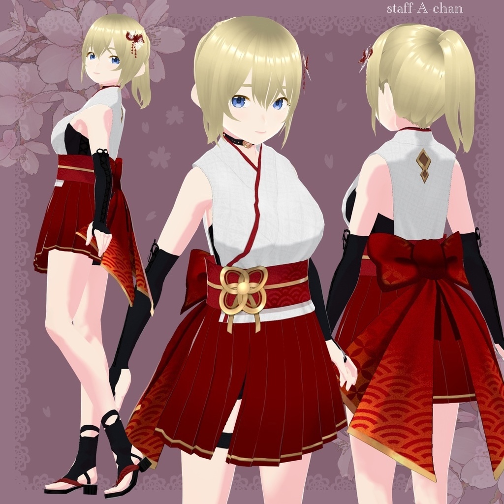 【#VRoid】和風衣装と髪飾り 無料配布あり