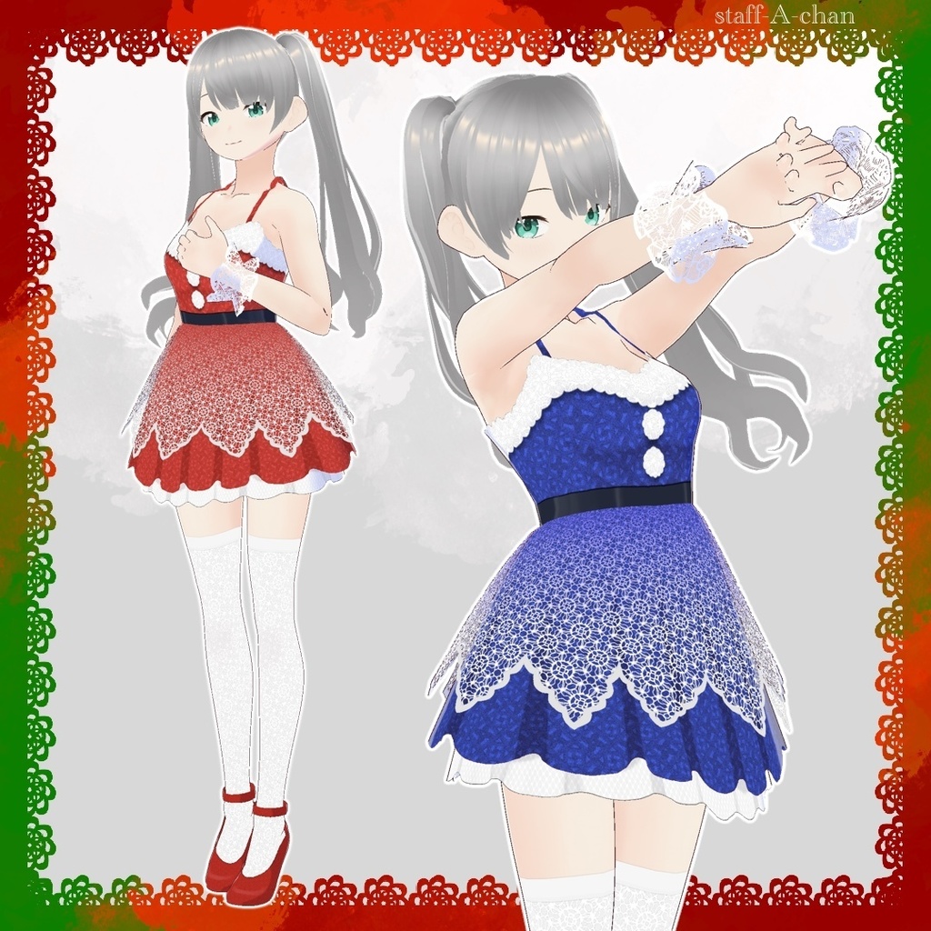【#VRoid】クリスマスワンピ01【無料配布】