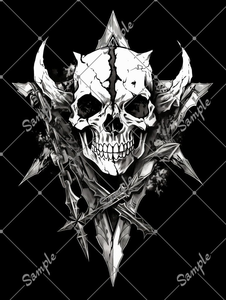 VRC用タトゥー素材　tatoo 骸骨 crackedskull