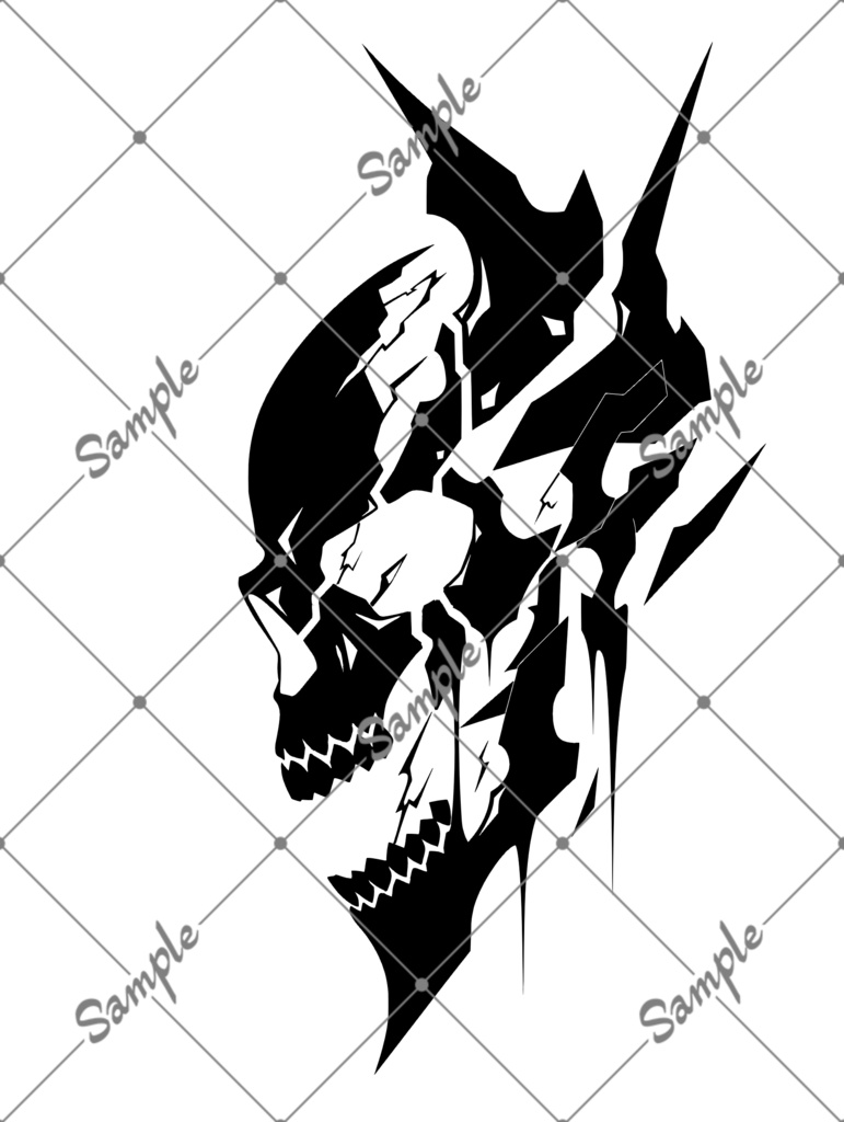 VRC用タトゥー素材　デカール　tatoo 骸骨 metalskull