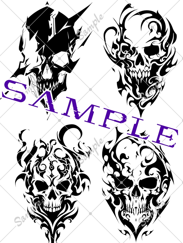 VRC用タトゥー素材4種セット　tatoo　骸骨
