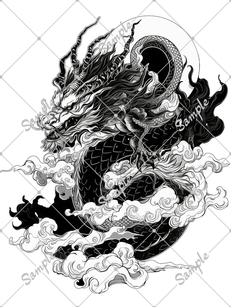 VRC用タトゥー素材　夜龍　　tatoo 