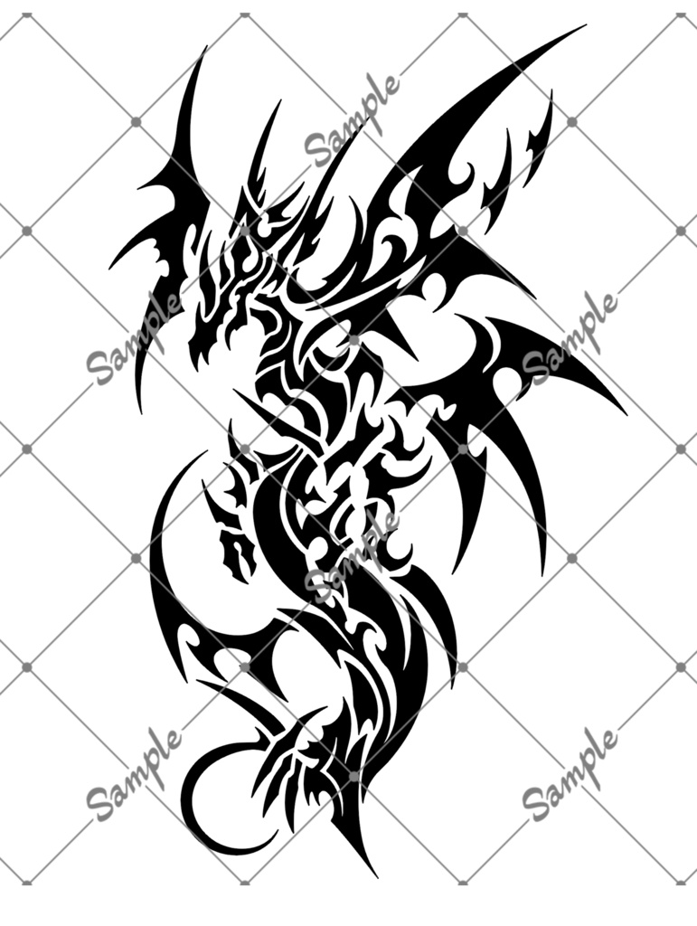 VRC用タトゥー素材　トライバル竜