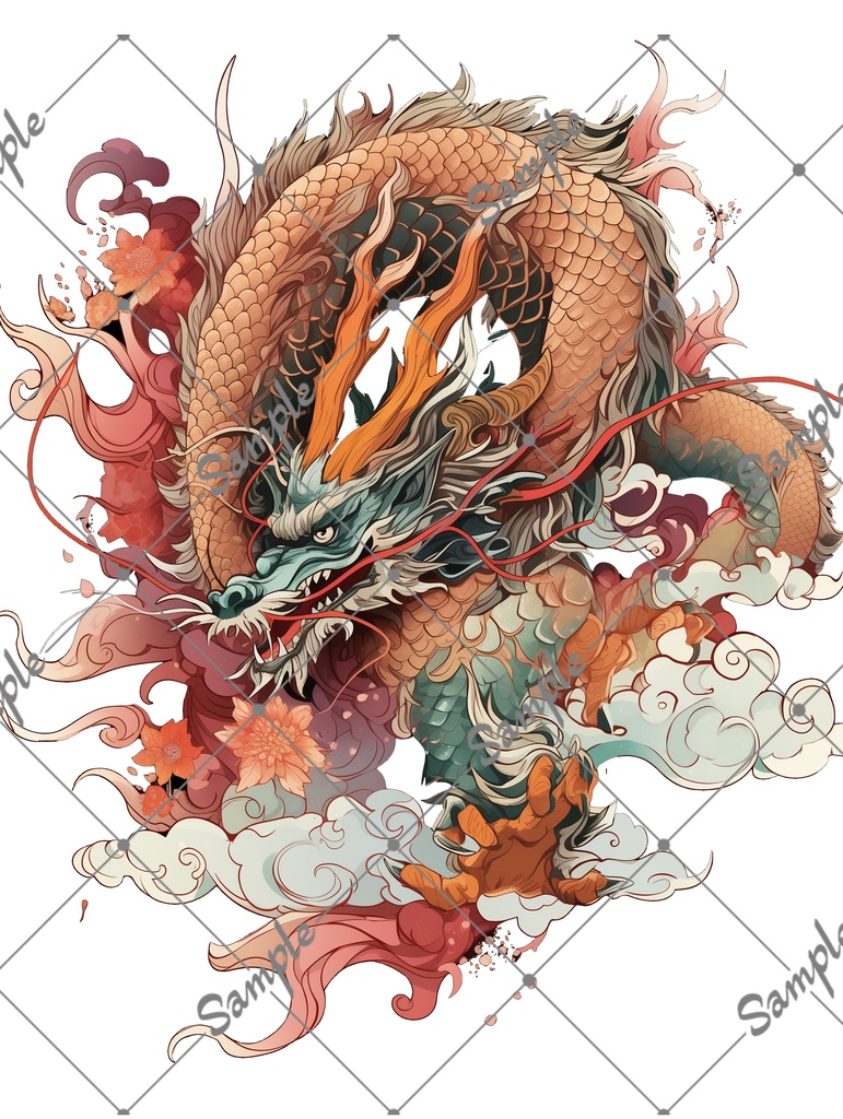 VRC用タトゥー素材　龍　刺青 tatoo