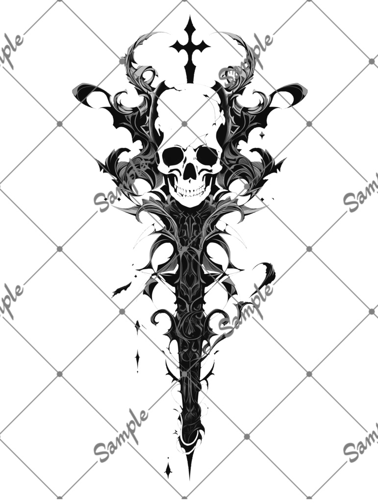 VRC用タトゥー素材　骸骨　bone tatoo　