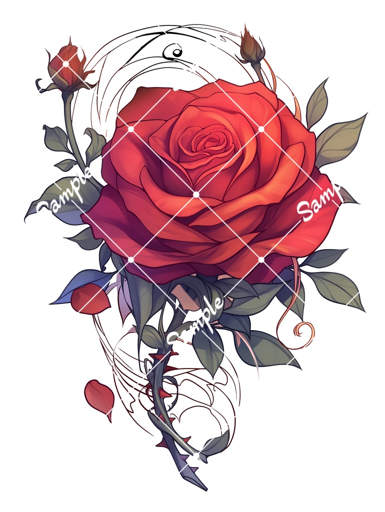 VRC用タトゥー素材　薔薇　Rose tatoo　
