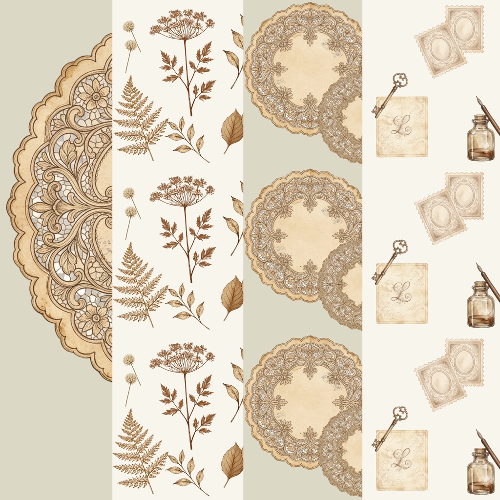 【４枚セット】ビンテージ風デジタルペーパーセット　vintage　Digital Paper 5 Color Set