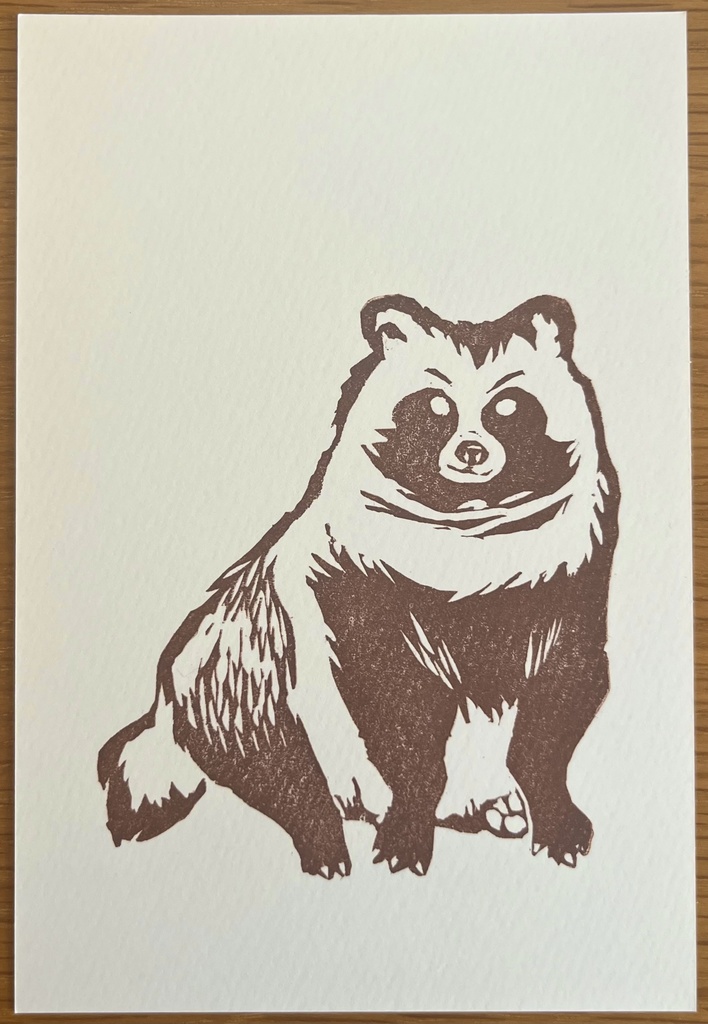 たぬきポストカード（白色）