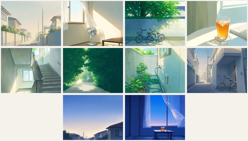 ヒグラシの夏｜夏の夕暮れ背景イラスト10枚セット