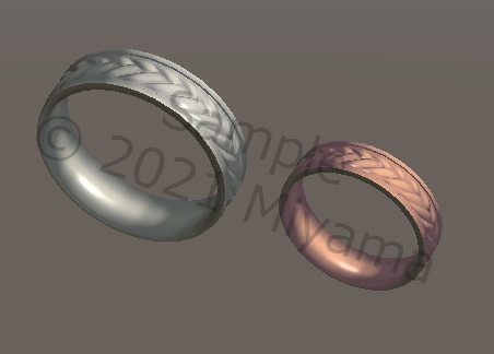 【VRC向け】編み込み模様の指輪 ペアリング アクセサリー Rings_Blade