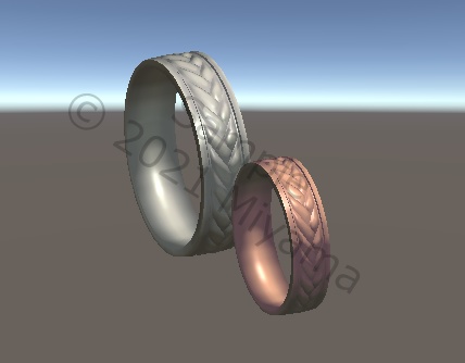 【VRC向け】編み込み模様の指輪 ペアリング アクセサリー Rings_Blade