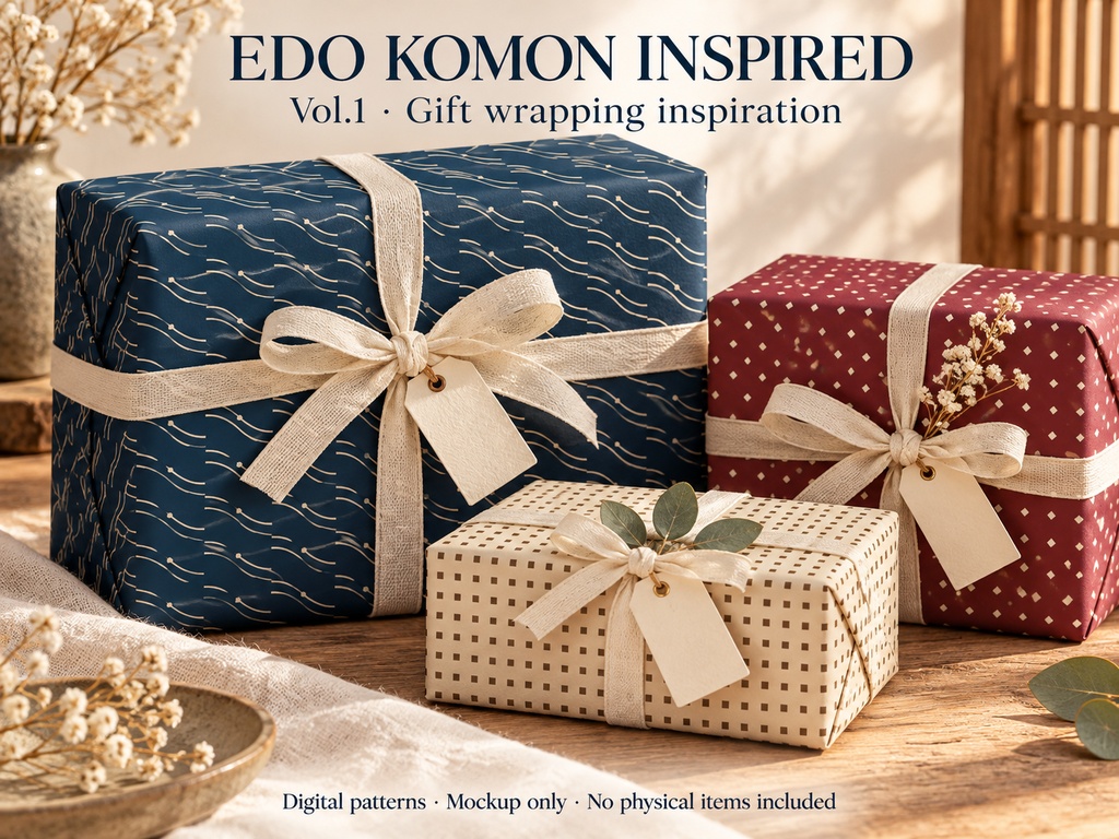 Edo Komon Inspired Vol.1|12柄×4配色 シームレス和柄素材 SVG・PNG・JPG 商用・POD可