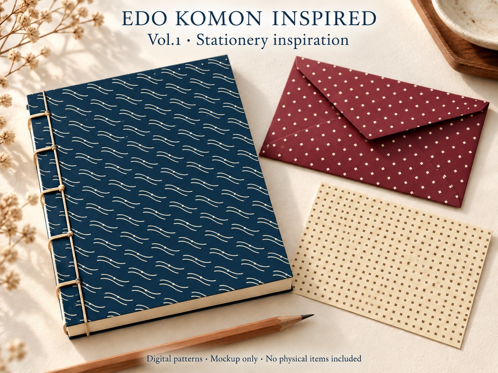 Edo Komon Inspired Vol.1|12柄×4配色 シームレス和柄素材 SVG・PNG・JPG 商用・POD可