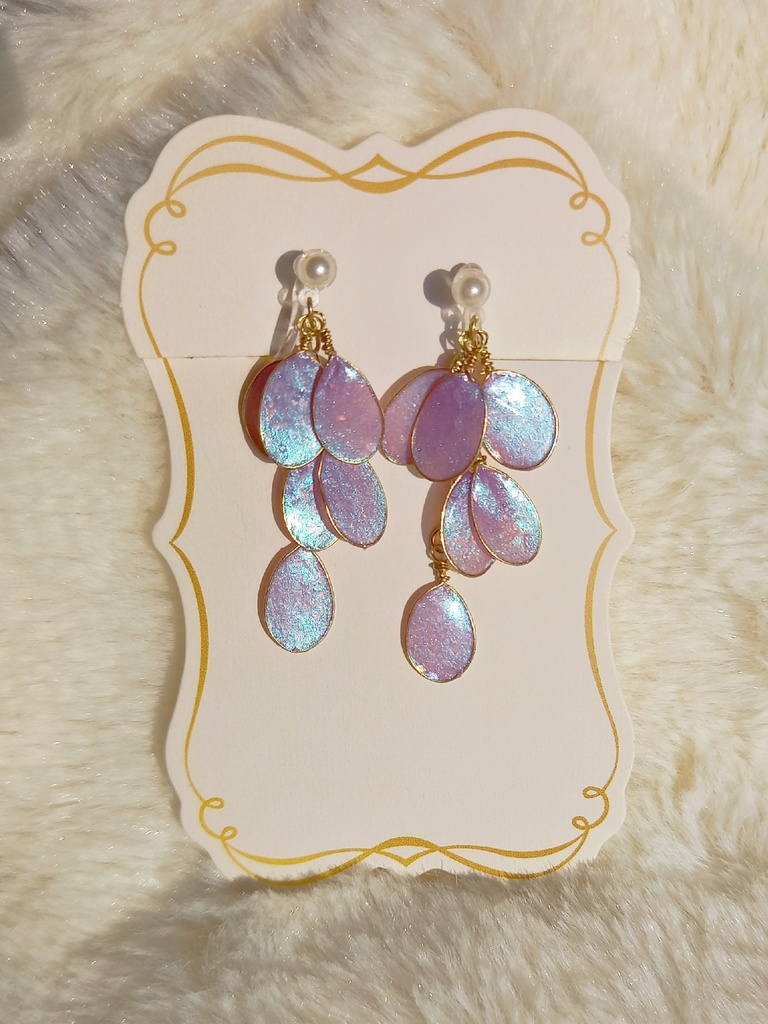 軽い!藤の花揺れるイヤリング//ピアス