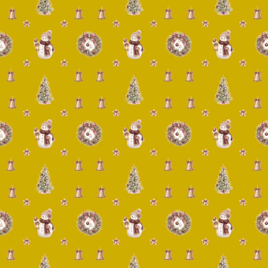 クリスマス 雪だるま ツリー リース デジタルペーパー 6色セット|大人かわいい くすみ色 赤 緑 白 背景素材 コラージュ 手帳素材 PNG 3600×3600