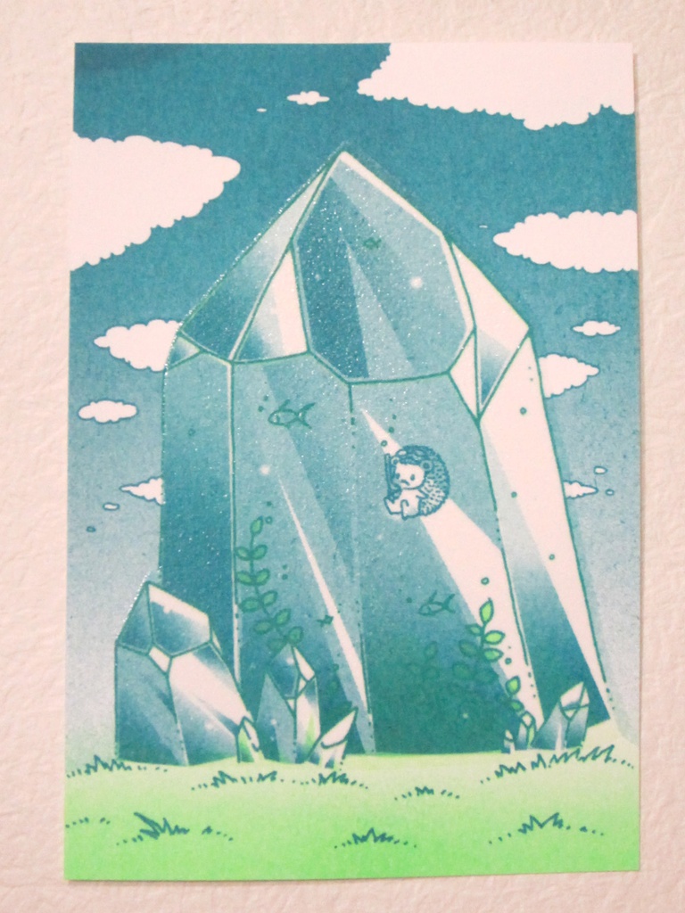 ハリネズミと水晶のアクアリウムのポストカード