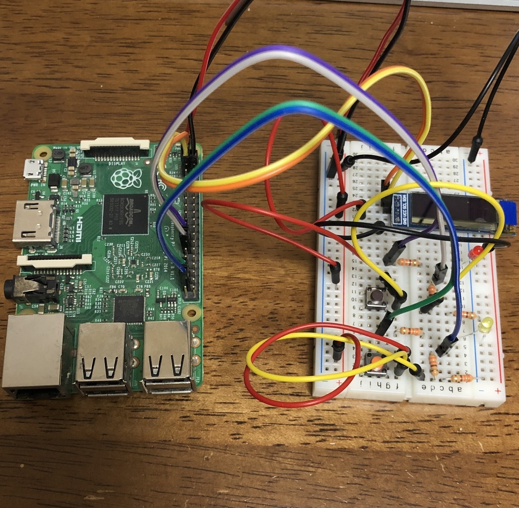 ラズベリーパイ用 OLED表示器、LED、swの付いた 電子工作お助け便利ツール