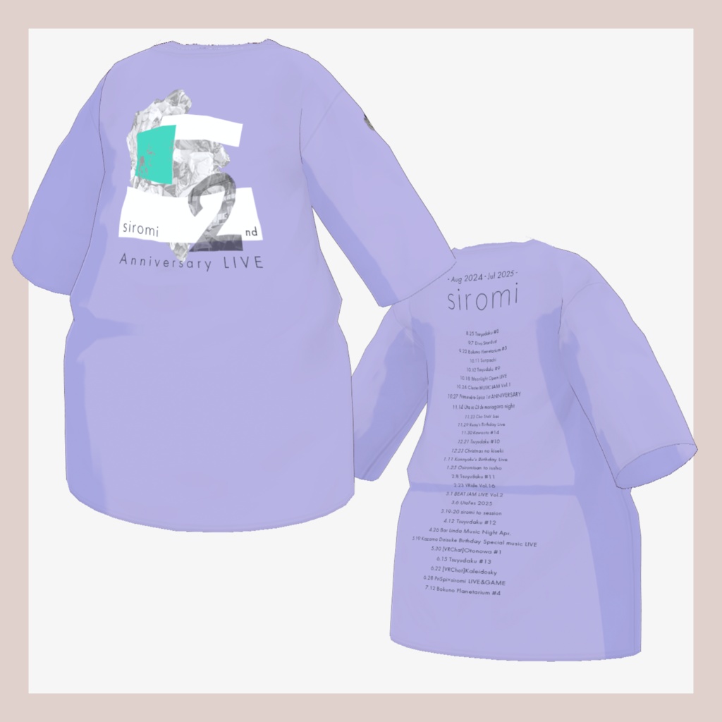 【無料】_"siromi"公式2nd Anniversary Live オーバーサイズTシャツ テクスチャ Vroid用