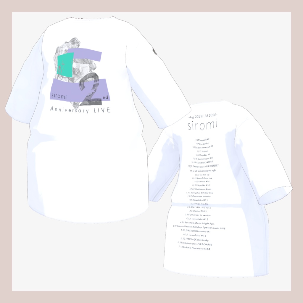 【無料】_"siromi"公式2nd Anniversary Live オーバーサイズTシャツ テクスチャ Vroid用