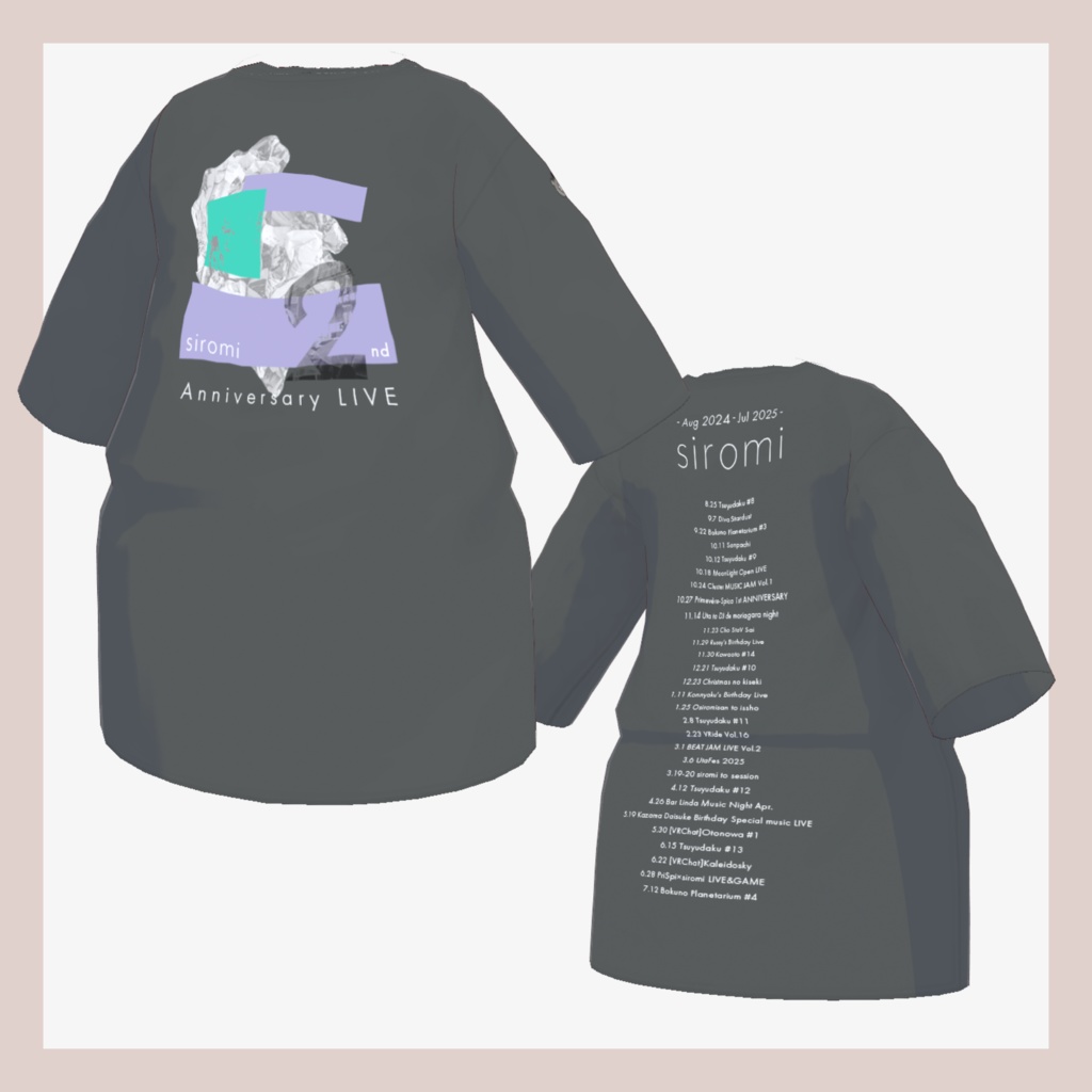 【無料】_"siromi"公式2nd Anniversary Live オーバーサイズTシャツ テクスチャ Vroid用
