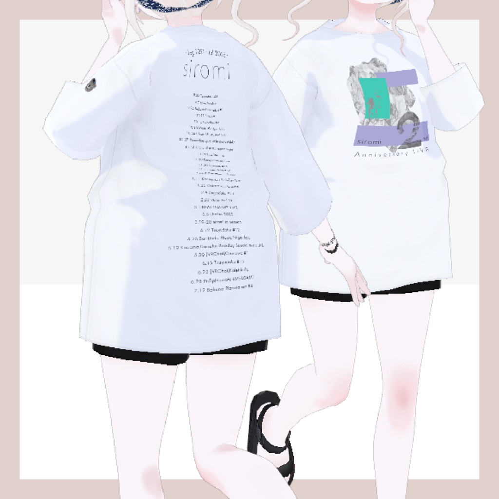 【無料】_"siromi"公式2nd Anniversary Live オーバーサイズTシャツ テクスチャ Vroid用