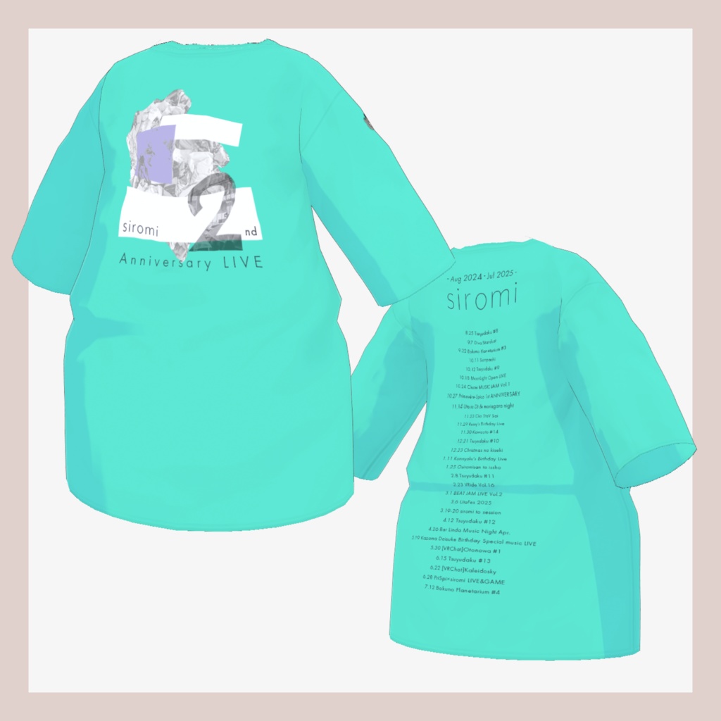 【無料】_"siromi"公式2nd Anniversary Live オーバーサイズTシャツ テクスチャ Vroid用