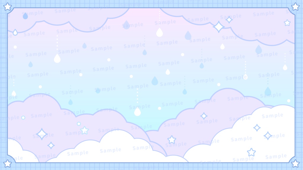 【配信フレーム】ゆめかわ雨模様な配信画面【配信オーバーレイ】