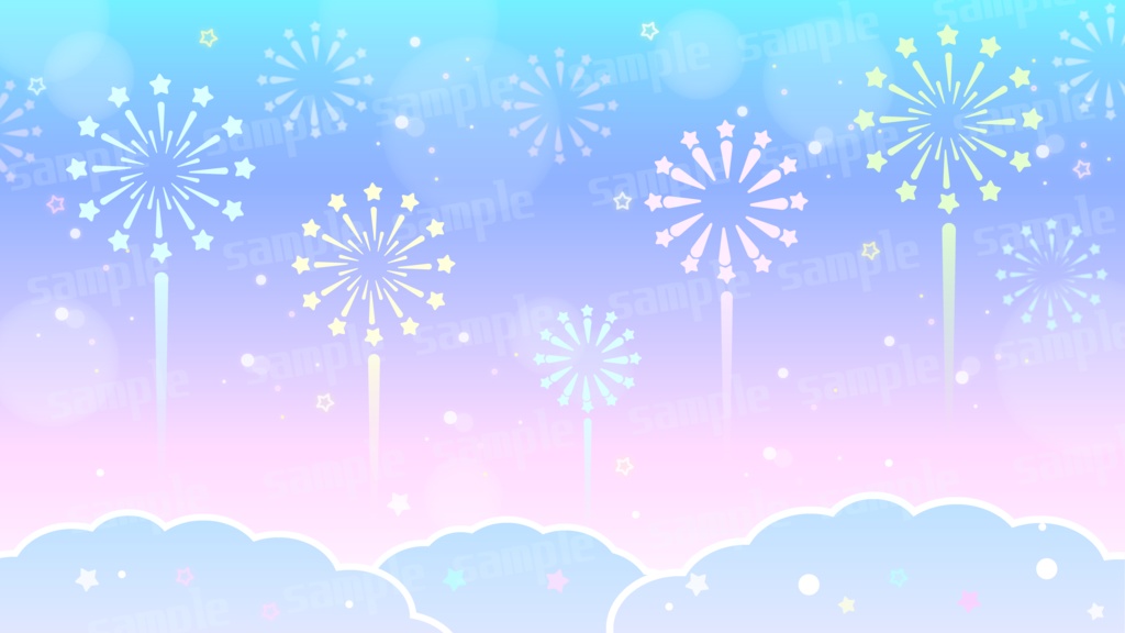 【動く配信フレーム】ゆめかわ花火の動く配信素材 濃色ver