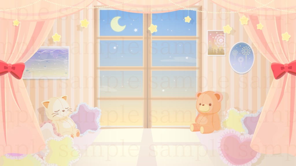 夢見るお部屋の背景素材【配信素材】