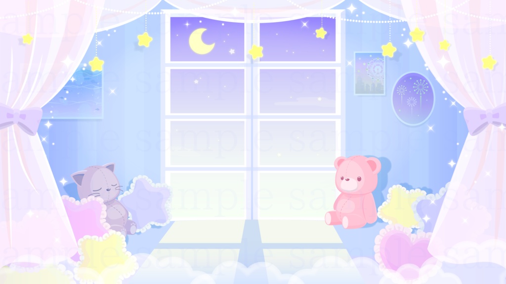 夢見るお部屋の背景素材【配信素材】