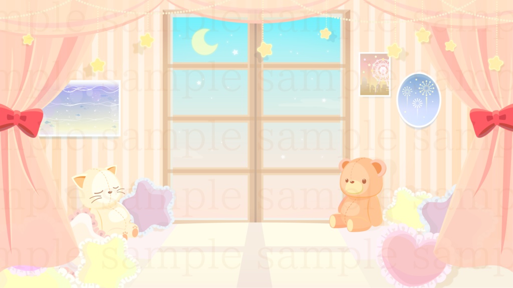 夢見るお部屋の背景素材【配信素材】