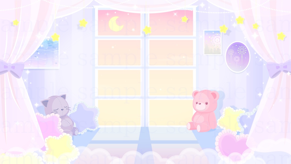 夢見るお部屋の背景素材【配信素材】