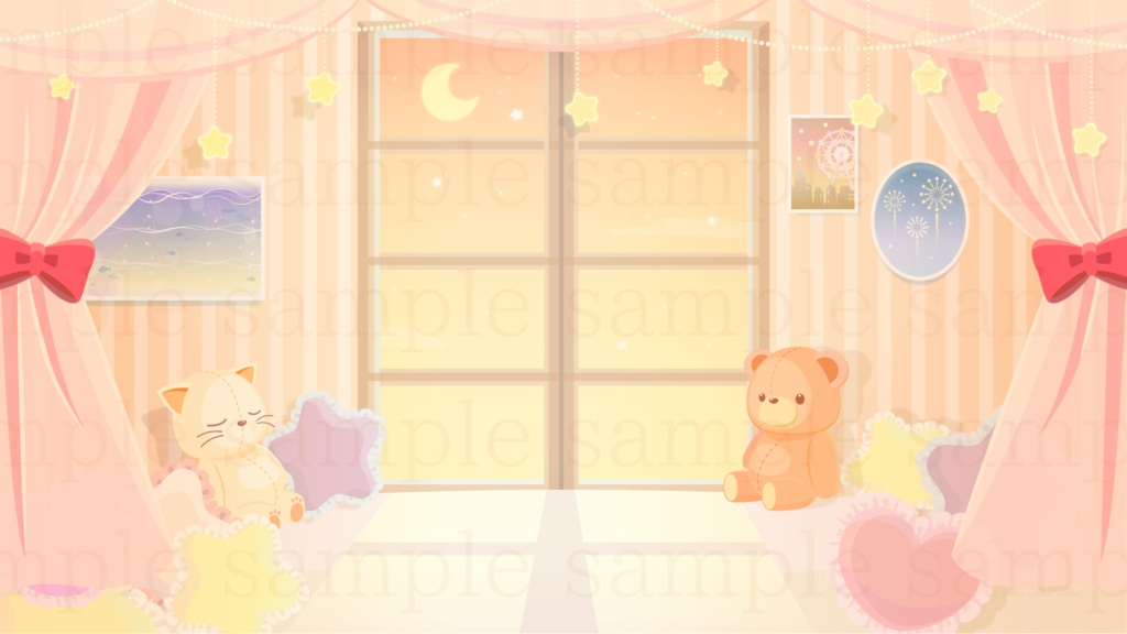 夢見るお部屋の背景素材【配信素材】