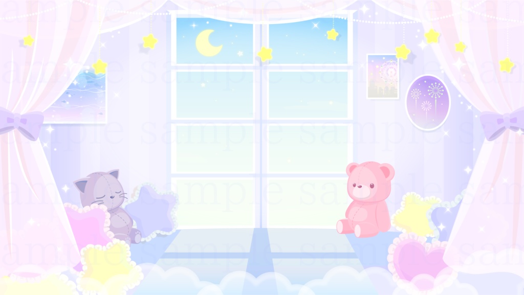 夢見るお部屋の背景素材【配信素材】