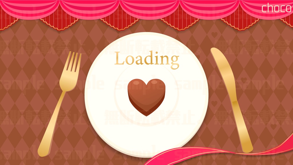 バレンタインに使える!チョコとテーブルセットの【配信素材】