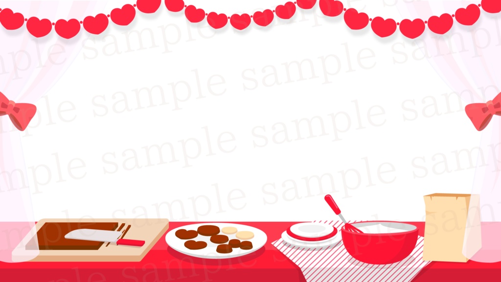 赤x白キッチンの背景素材【配信素材】