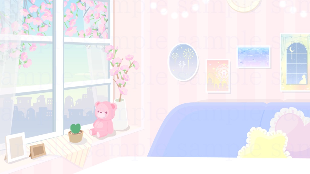【動く背景素材】桜舞い散るお部屋の配信動画素材