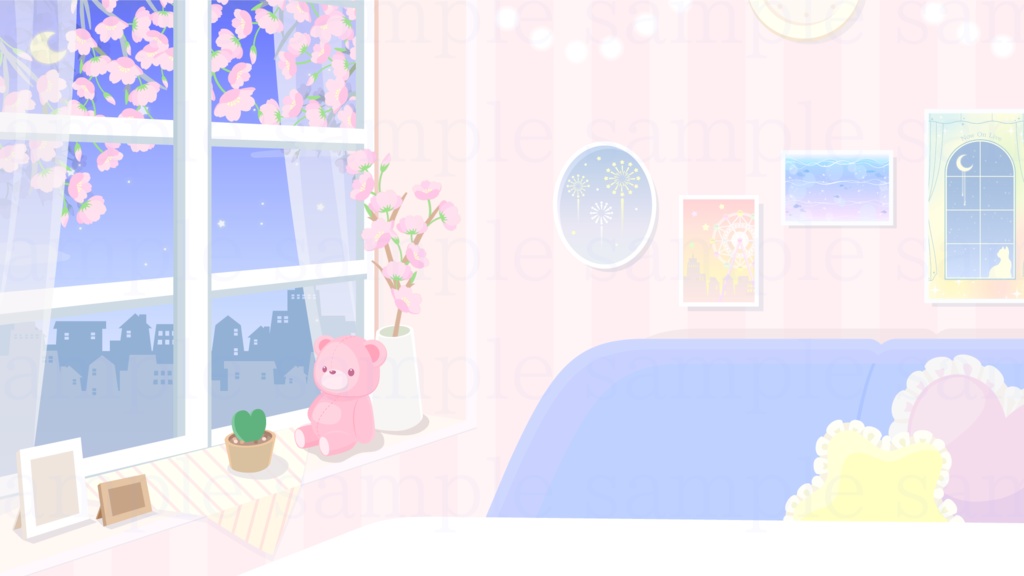 【動く背景素材】桜舞い散るお部屋の配信動画素材