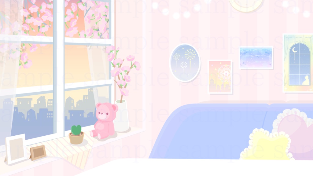 【動く背景素材】桜舞い散るお部屋の配信動画素材